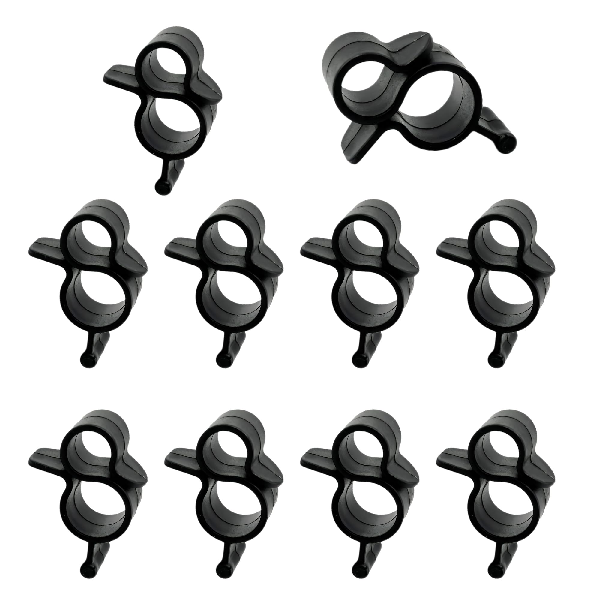 10PCS Awning Clips for RV Camper, S-Hook Slides into Roller Bar Channel, Plastic Rope Light Holders for String Party Lights, Travel Trailer Accessories Black