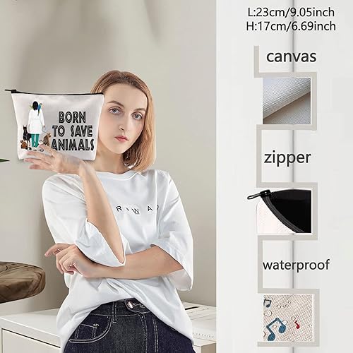 Miniatura 3 de LEVLO Veterinario Cosmético Maquillaje Bolsa de Técnico Veterinario Regalo Nacido Para Salvar Animales Maquillaje Cremallera Bolsa Bolsa Para