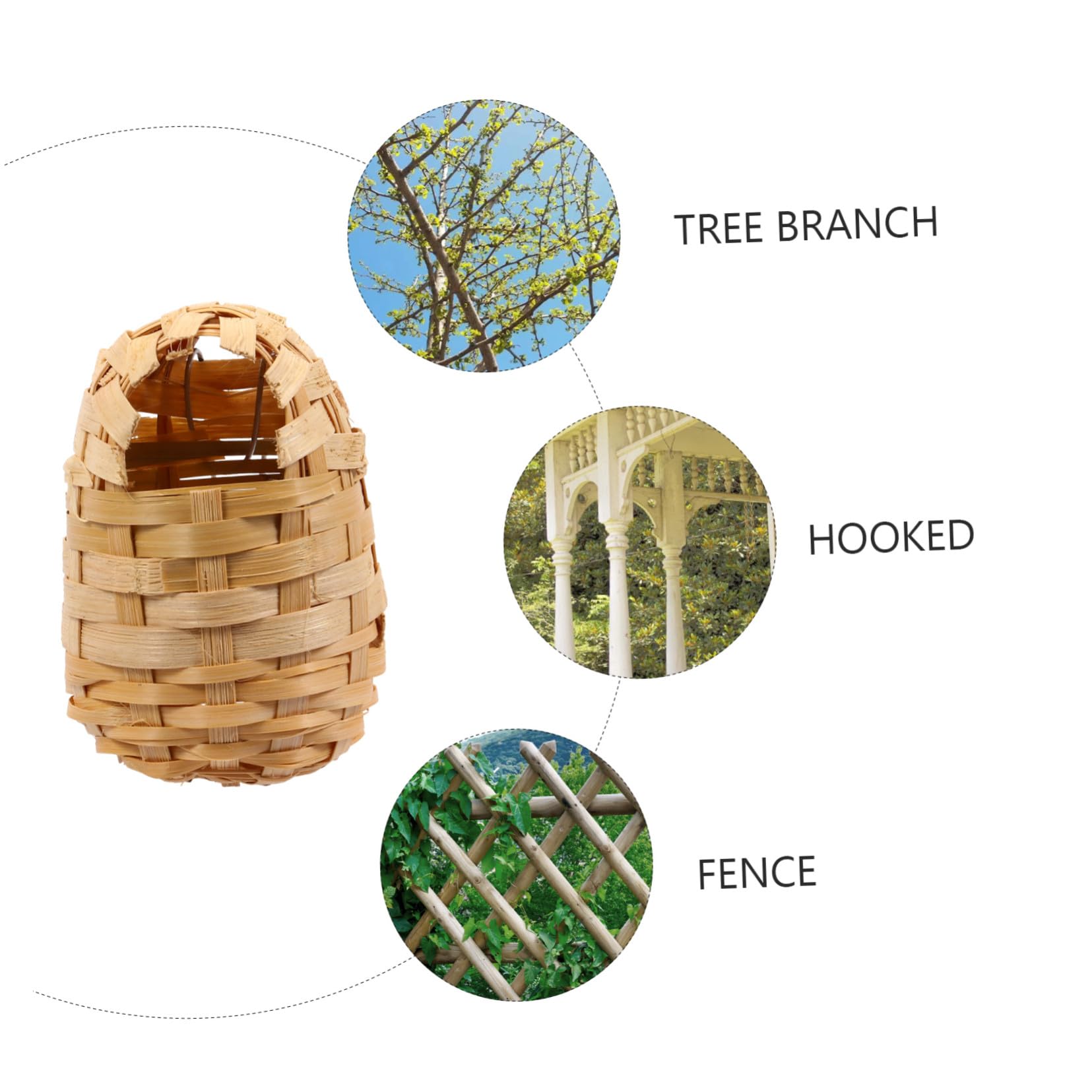 6 Nidos de Pájaros Únicos de Bambú para Exterior con Ganchos, Resistentes y Transpirables, Ideales para Colgar Porche o Dentro de Casa