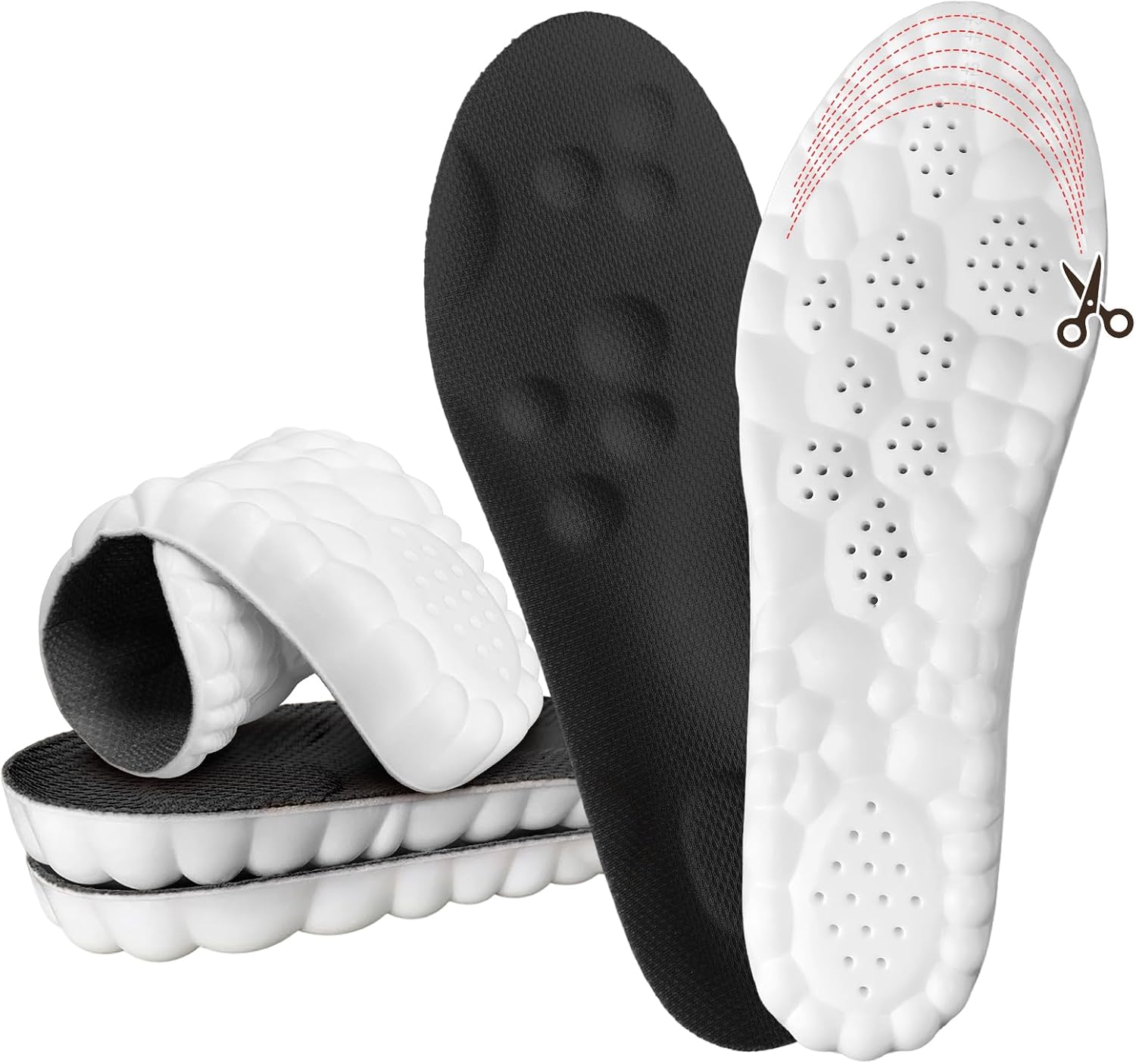 Steppers Insoles for Men & Women, 2026 New 4D Memory Foam Cloud Footstr Insoles, Comfortable & Breathable Massage Shoe Inserts with Arch Support for Foot Pain & Fatigue (Orange, US M 7-11/W 8.5-13.5)