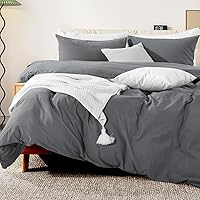 Vista 3 de NEXHOME PRO - Juego de funda de edredón, tamaño Individual, algodón lavado 100 % orgánico, apariencia de lino, con cierre de cremallera, suave, 2