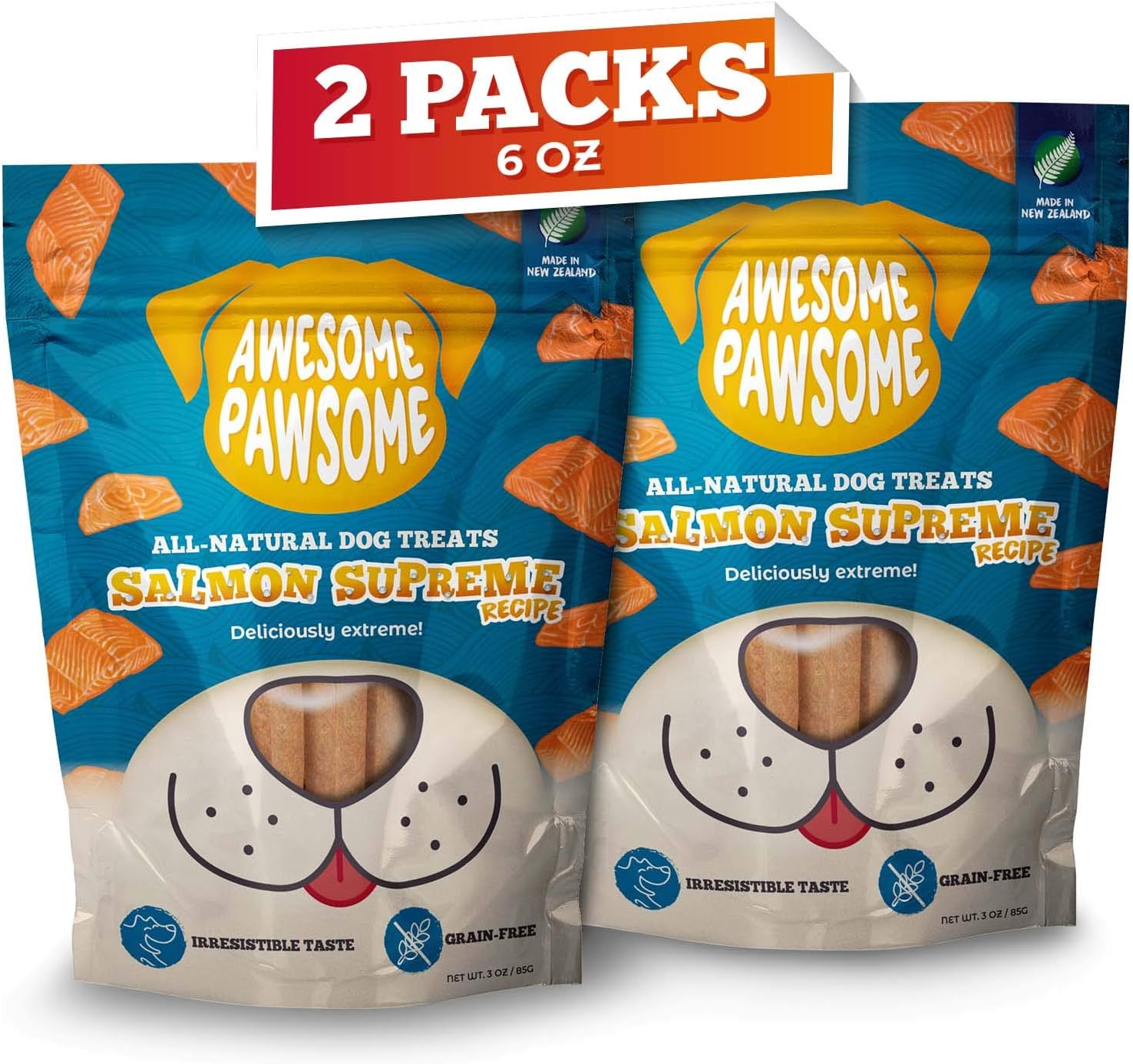 Awesome Pawsome Salmon Supreme Recipe, All Natural Grain Free Crunchy Snacks for Dogs of All Ages, Fun Bite-Sized Shapes Dog Treats,…
