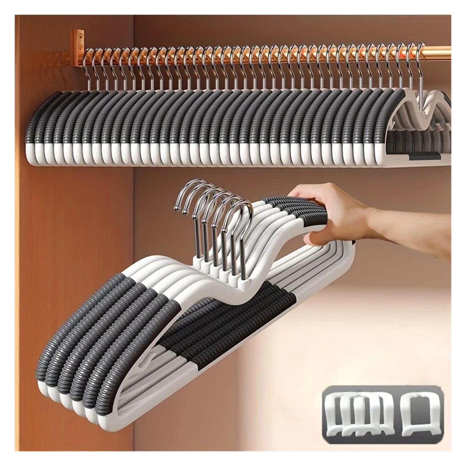 20 grucce in plastica salvaspazio con connettori, organizer a collo corto antiscivolo for guardaroba, dormitorio, ganci metallici
