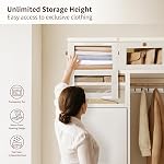 DIMJ Large Closet Storage Bins with Lid - 2 Pack Decorative Collapsible Storage Box with Handles & Clear Window for Clothes, Stackable Basket Organizer Living Room,Bedroom,Office, Beige