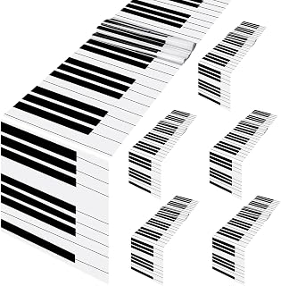 6 Pcs Plastic Musical Notes Piano Table Runner Music Keyboard Waterproof Themed Party Decorations 13 x 108 Inch Table Cloth Runner Entertainment for Wedding Birthday Kitchen (Piano)