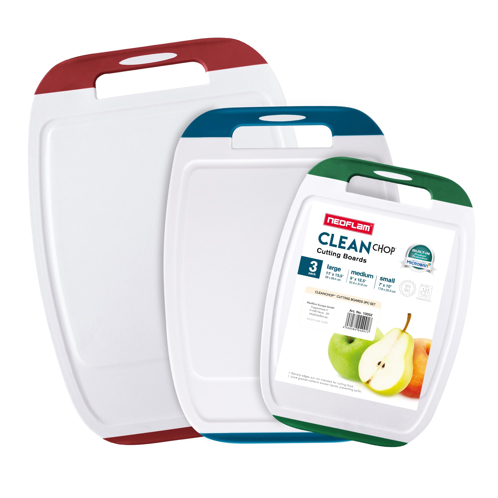 NEOFLAM® Biju – Schneidebrett Set 3tlg., antibakteriell, rutschfest