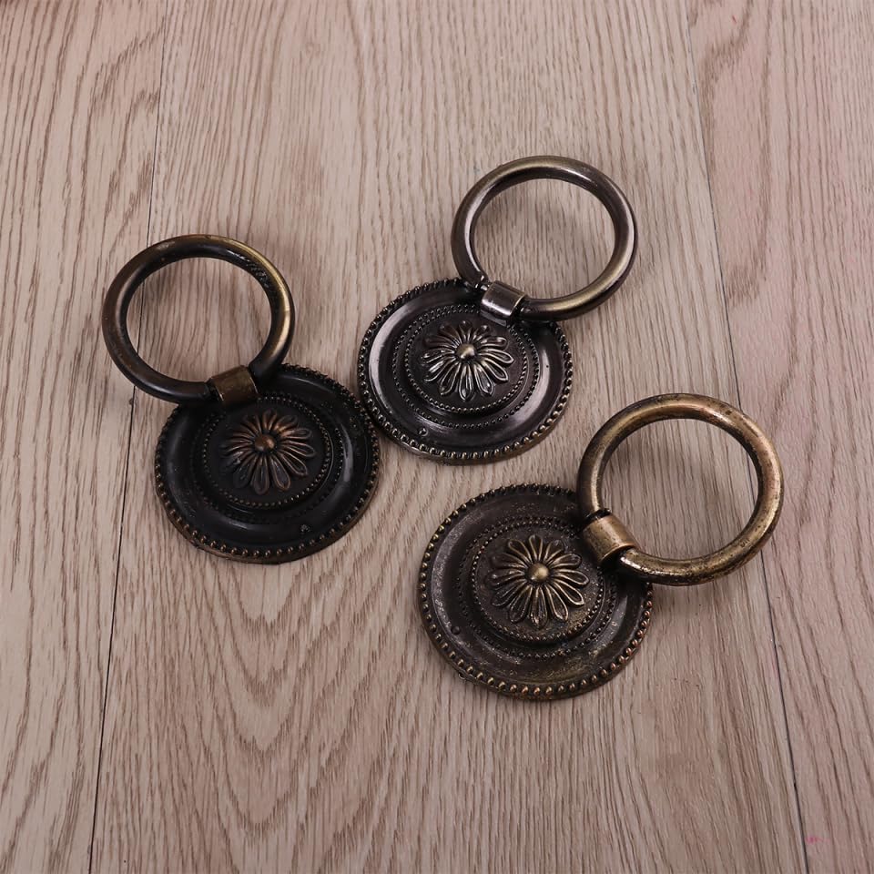 ULTNICE 10pcs Kitchen Replacement Cabinet Cupboard Pulls Drawer Dresser Ring Handle Knob Antique Brass