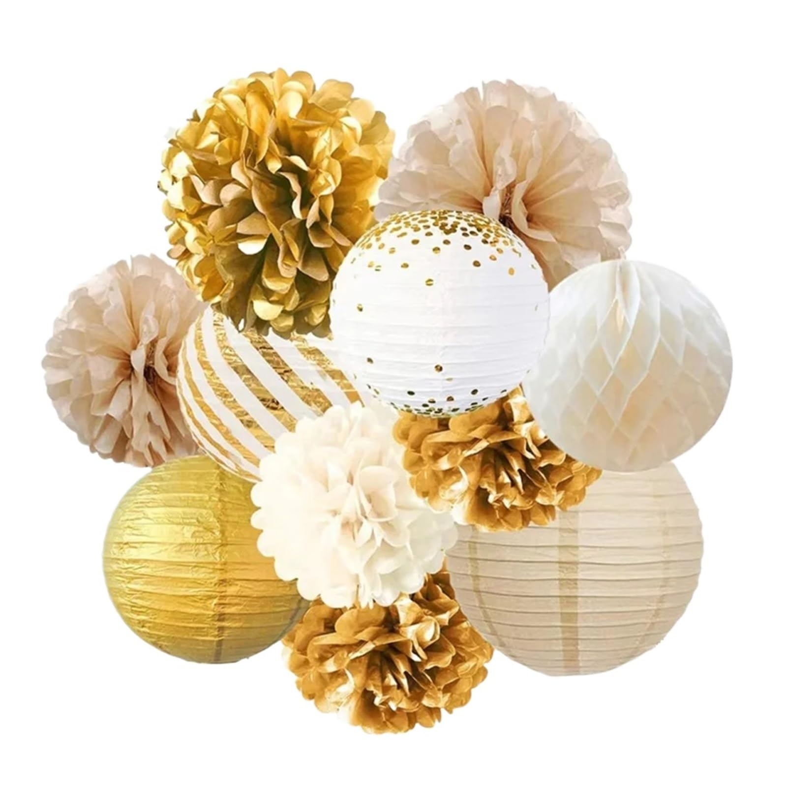 Pompones Decoracion 11 linternas de bolas panal