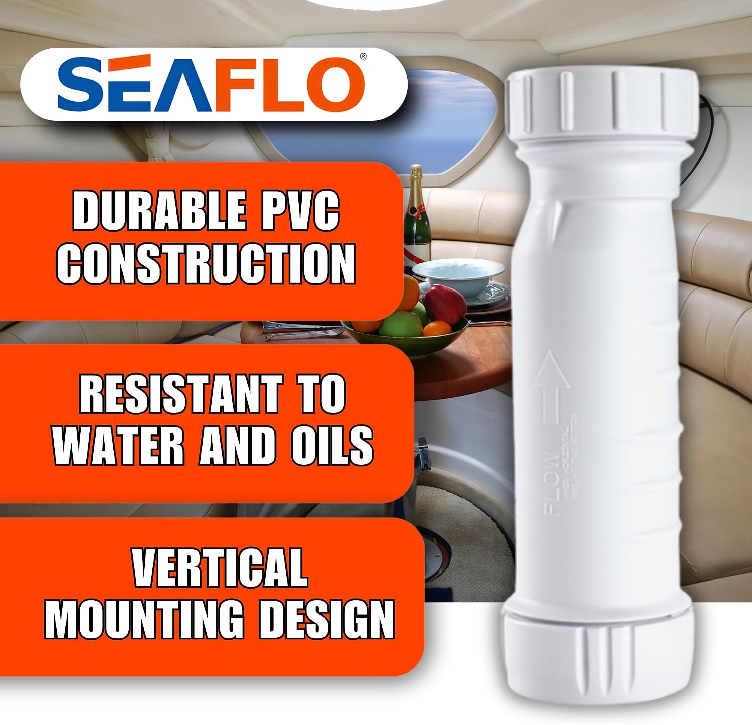 SEAFLO AMAZON: SEAFLO 2" RV/Marine PVC Waste Check Valve | Prevents Odors | Durable PVC Construction | Vertical Mount | 4-Year Warranty