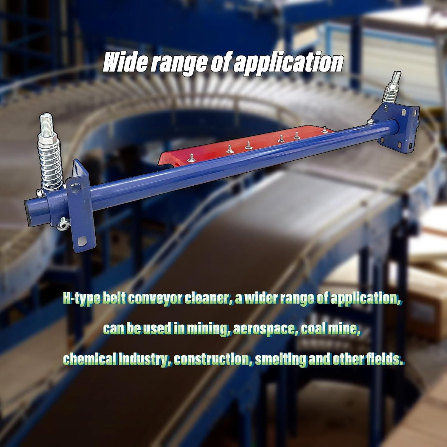 Polyurethane Scraper 23.6" Blade Width H-shape Single Conveyor Scraper Conveyor Belt Sweeper Cleaner Mud Scraper