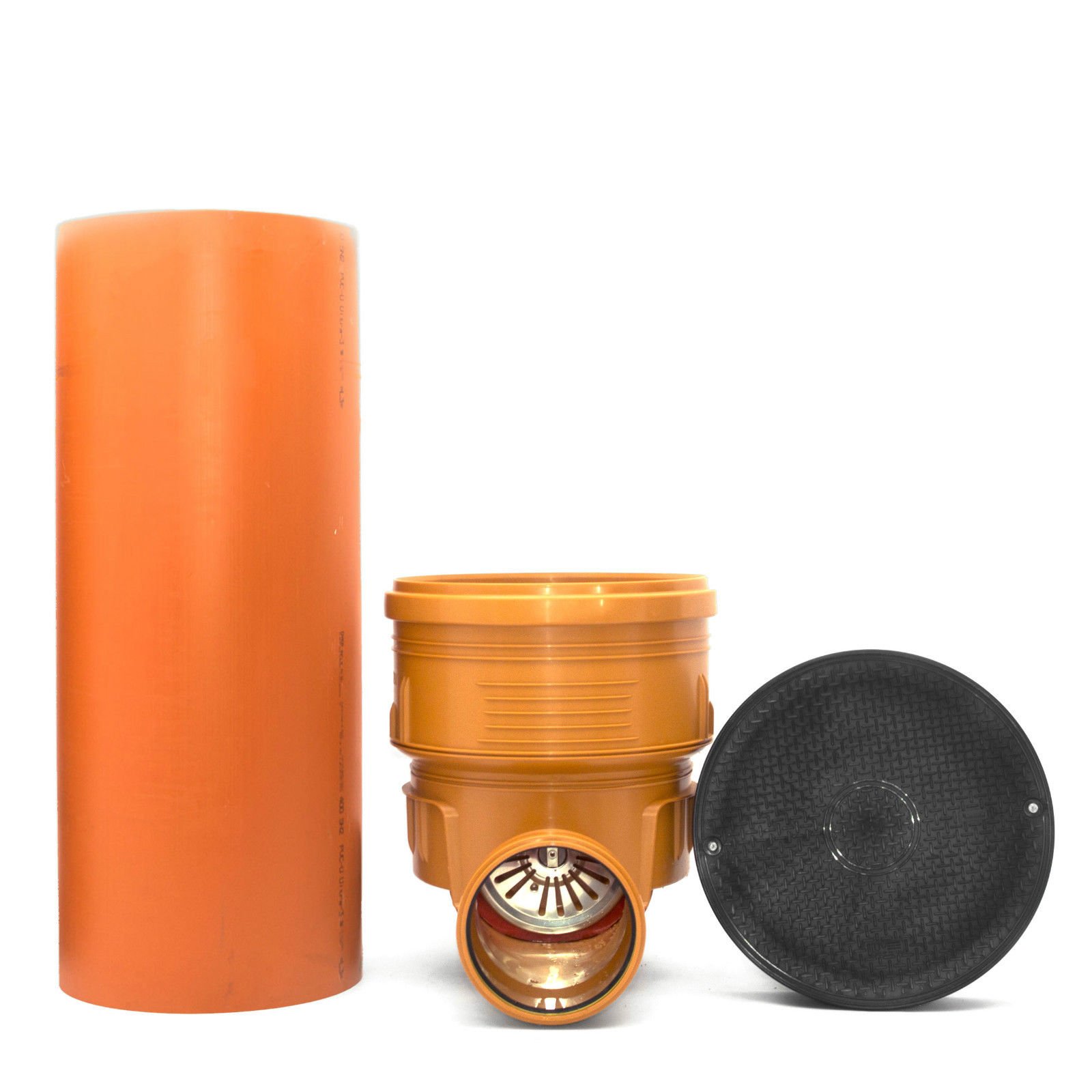 Revisionsschacht DN400 mit integrierter Rückstauklappe, Material: Polypropylen (PP), 2 x Ø160 mm, Abwasserschacht, 1 Stück