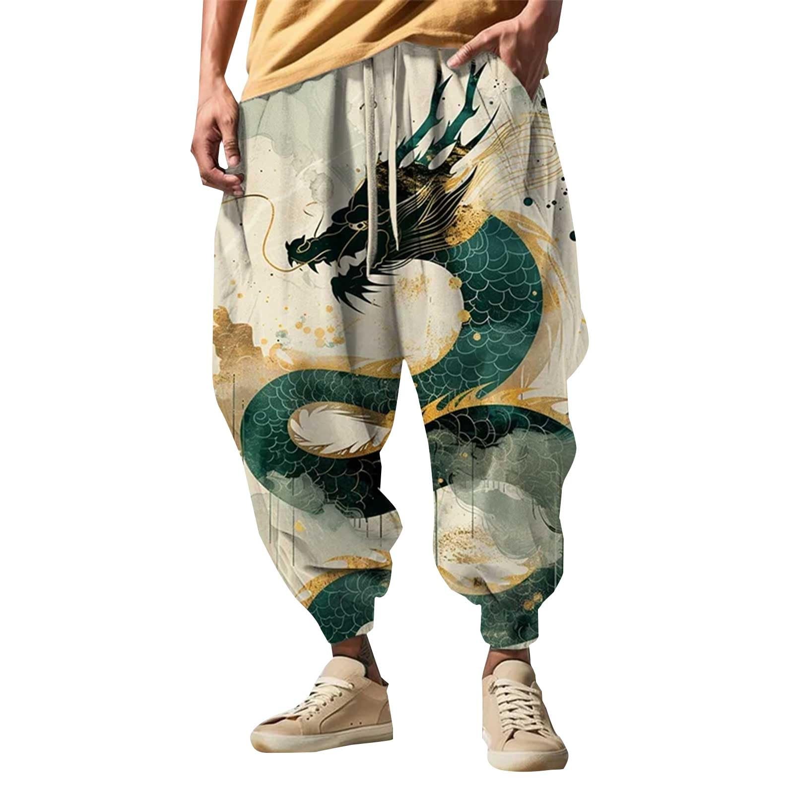 Pantalones harén para hombre, pantalones bombachos anchos para hombre, pantalones casuales con divertidos dibujos animados, hip hop, estilo callejero, pantalones de Aladino para hombre