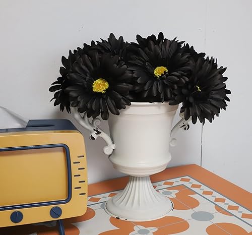Miniatura 8 de TOPIA Margaritas africanas artificiales, margaritas africanas, flores de seda, gerberas artificiales, paquete de 10 unidades (negro)