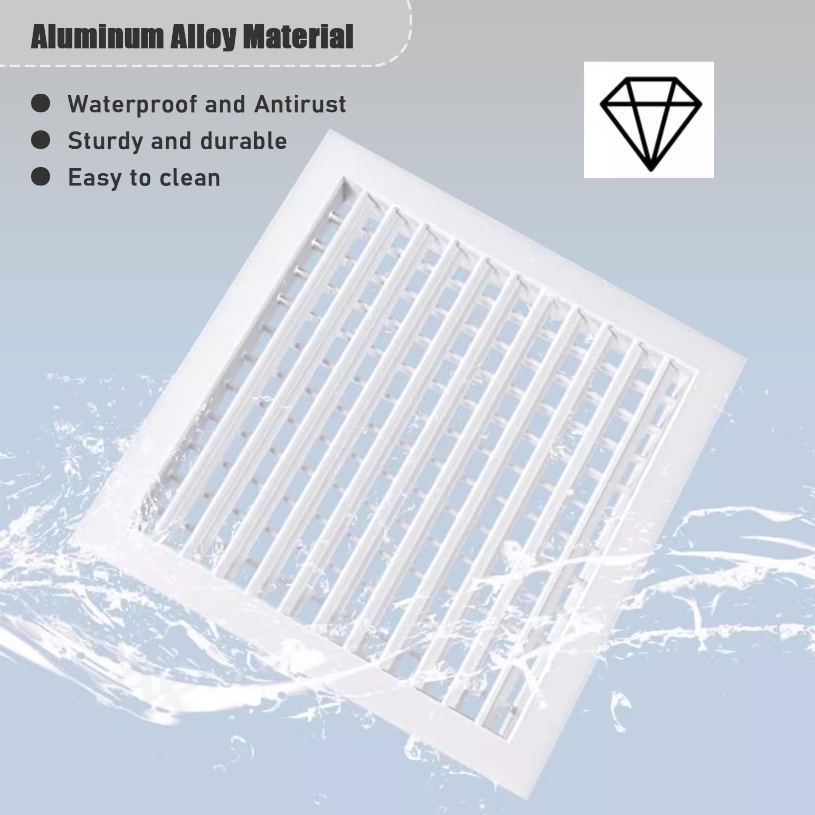 Cubierta de persianas de aluminio con ventilación, 15 20 25 30 35 40 45 50 60 cm cubierta de rejilla cuadrada con palas ajustables (400 x 400 mm)(400 x 400 mm (15 3/4 x 15 3/4 in))