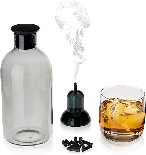 Viski Alchemi - Kit de tablero para infundir bebidas, barril de whisky de roble americano, humo de madera, incluye vidrio y antorcha, juego de 3