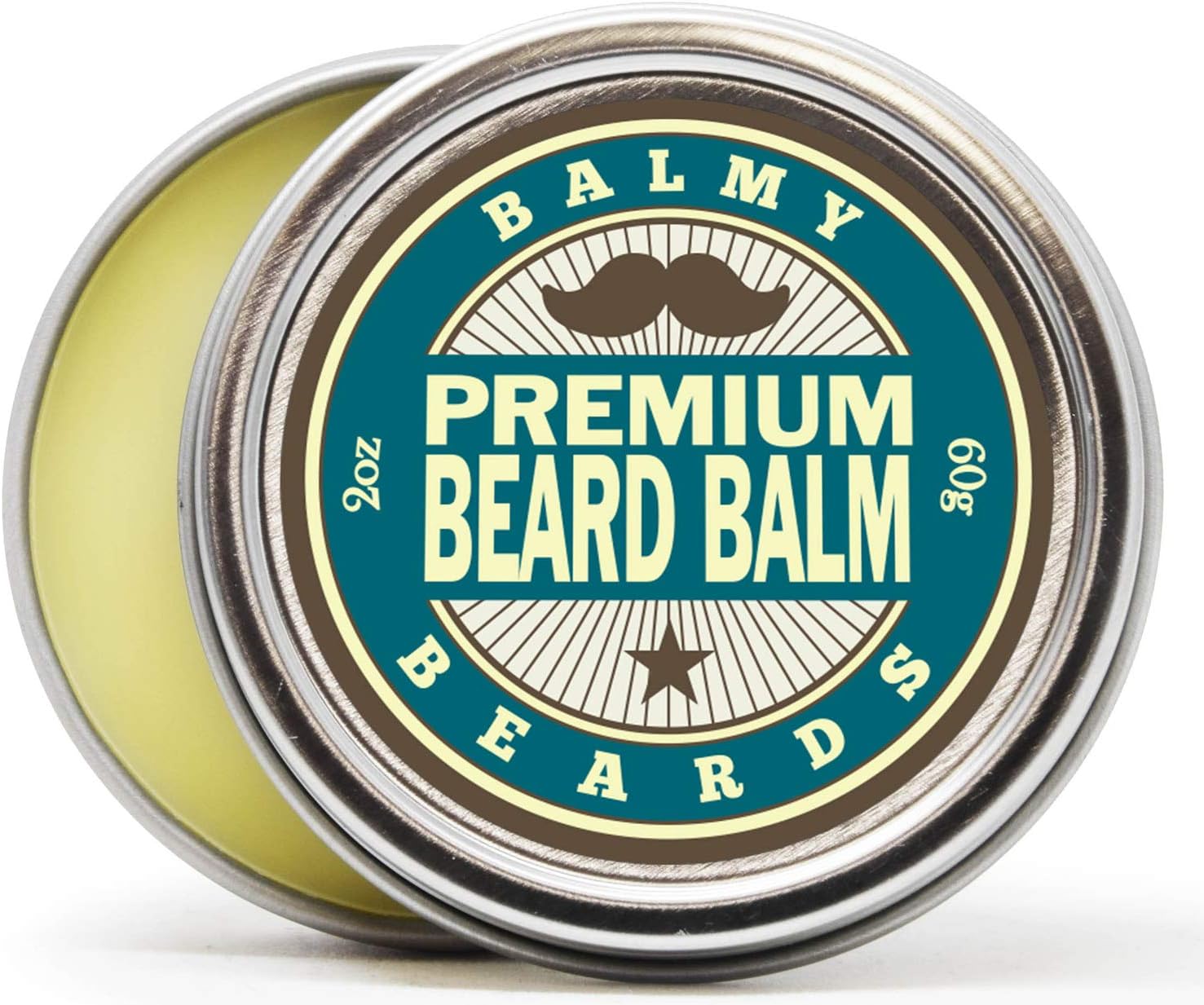 Balmy Beards Premium Best Beard Balm for Men - all Natural Organic Wax, Butter, Leave in Conditioner and Mustache Softener - Styles, Strengthens and aids Hair Growth