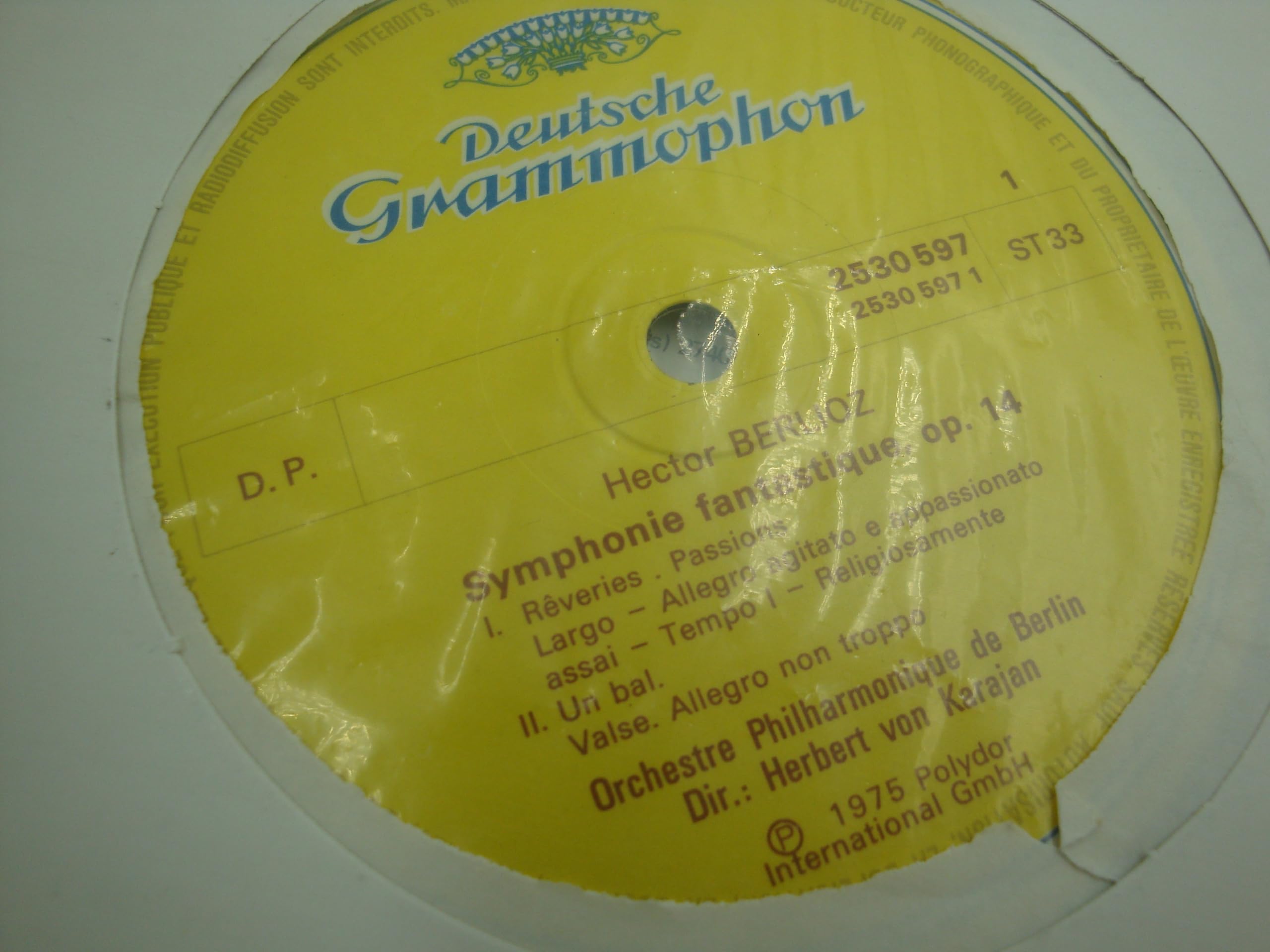 Disque Vinyle LP 33 Tours - Deutsche Grammophon 2530 597 - Hector Berlioz - Symphonie Fantastique - Herbert Von Karajan - Orchestre Philharmonique de Berlin
