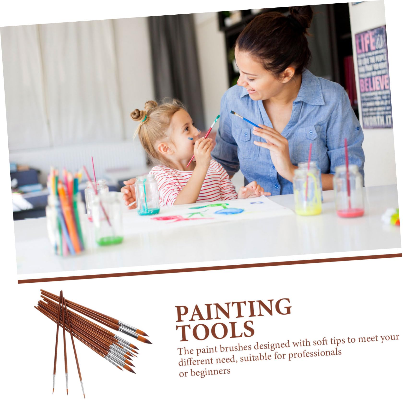 NUOBESTY 26piezas Pinceles De Nylon De Doble Color para Acuarela Pintura Acrílica y Óleo Kit De Pinceles para Estudiantes De Arte y Suministros De Pintura