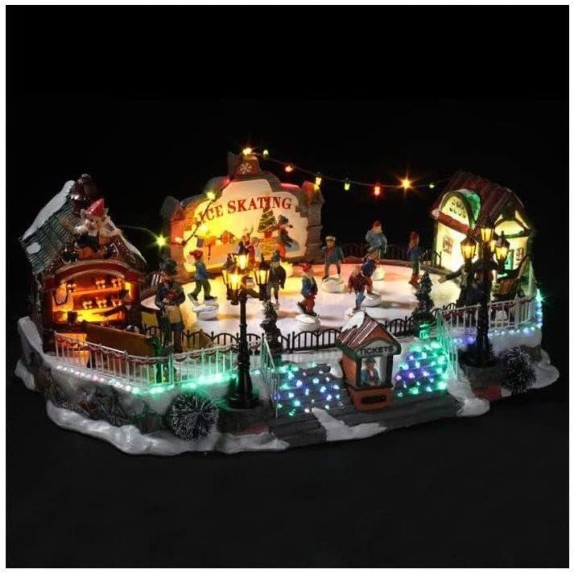 Well Home Patinoire décorative de Noël avec lumières LED et Mouvement 21 x 22,5 x 39 cm
