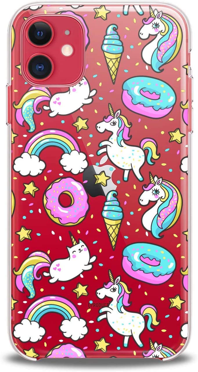 SUBESKING iPhone 11 Case,Cute Rainbow Unicorn Donuts Stars Confetti Pattern Crystal Clear Soft TPU Design Fashion Luxury Slim Fit Shockproof Protective Phone Cover Cases for Women Girls Teen Colorful