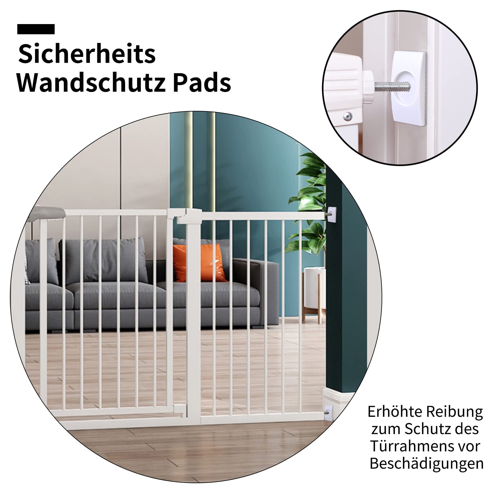 GOLDGE Baby Protezione da Parete Cancelletto per Bambini, 4 Pezzi Protezioni per Cancelletto di Sicurezza Senza Foratura per Porta Cancelletto Scale Cancello Cani