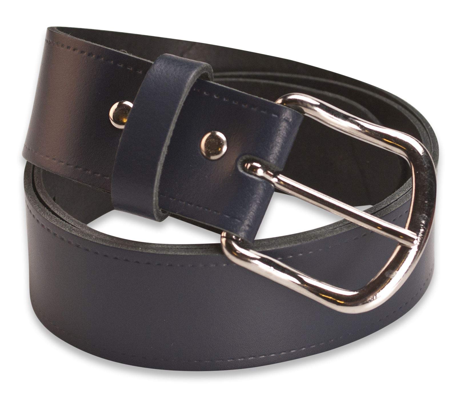 Hawkdale Men's Blue Uk Made Leather Belt 1.5" Wide - Xxl - 44-48" - Navy
