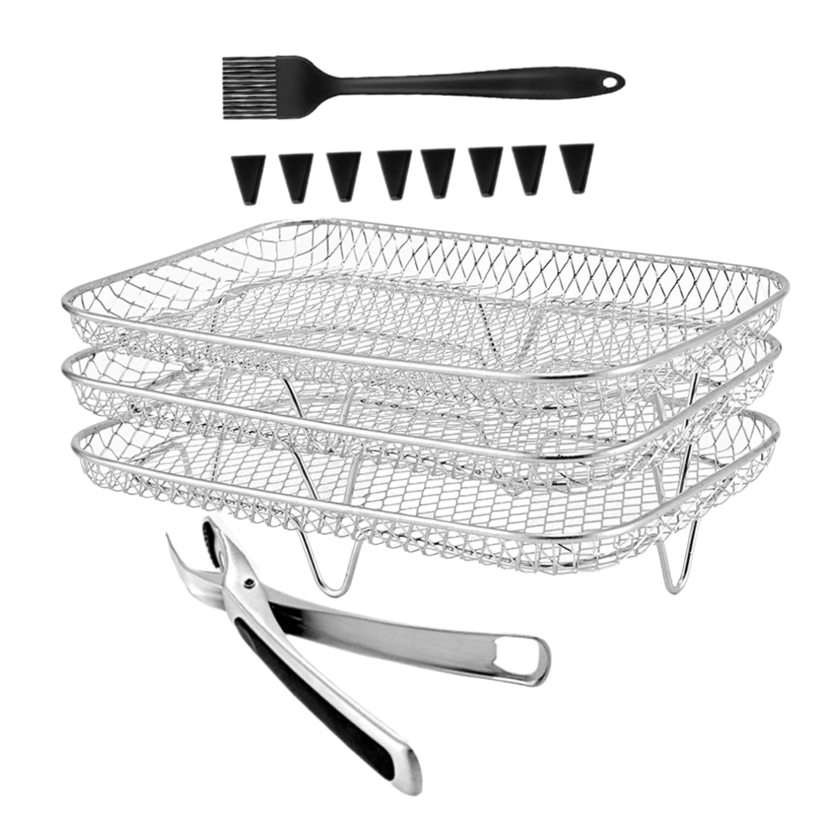 GALPADA Impilabile per Friggitrice ad Aria di Strati per Accessori di Grigliatura Realizzata in Acciaio Inossidabile per Cucina Sicura e Durevole
