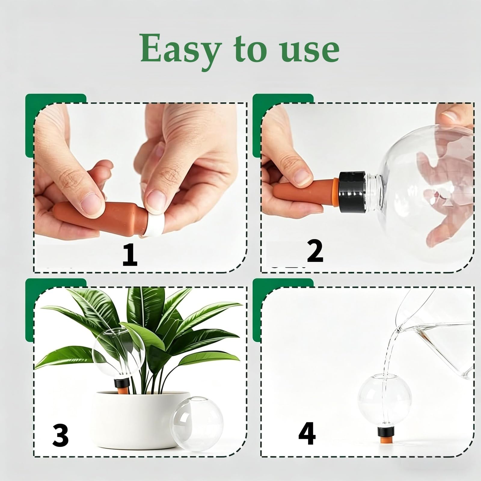 Lot de 4 boules d'eau pour plantes - Arrosage automatique des plantes - Distributeur d'eau pour l'arrosage automatique des chambres, balcons et plantes de jardin - Transparent