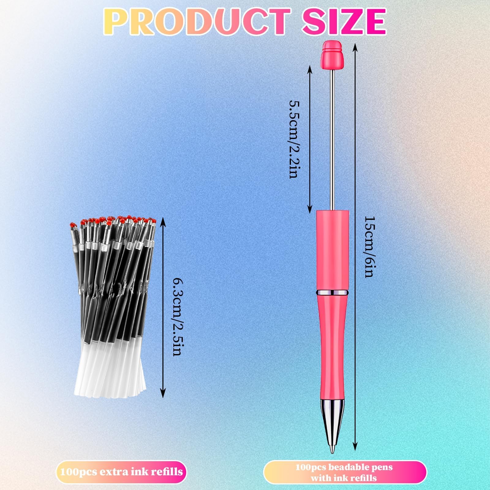 100 Pièces Stylos à Perles DIY Personnalisables avec Recharges, Stylos Bille Colorés pour Enfants, Étudiants, Cadeaux Créatifs, Fournitures Scolaires et de Bureau