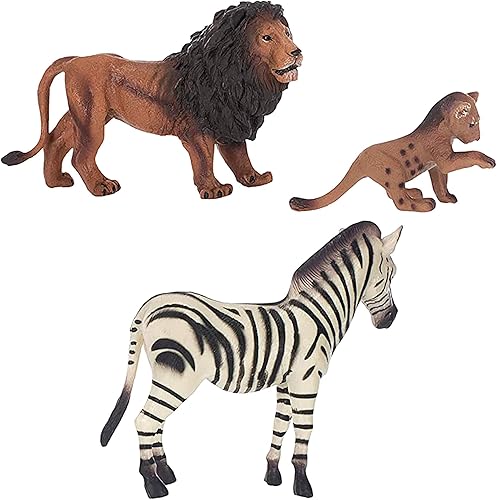 Miniatura 3 de Padre León Bebé León y Figura Animal de Cebra 5 pulgadas Juguete para niños 3 piezas Playset