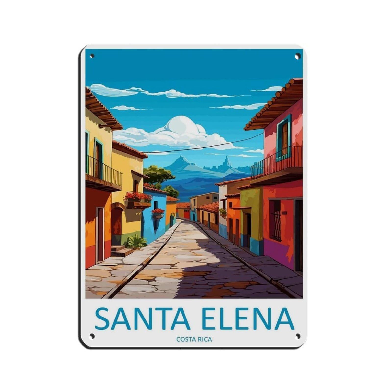 Santa Elena Travel Art Costa Rica Art Retro Poster Metal Tin Sign Chic Art Retro Iron Painting Bar People Cave Cafe Family Garage Poster Wall Decoration 12x16inch(30x40cm)