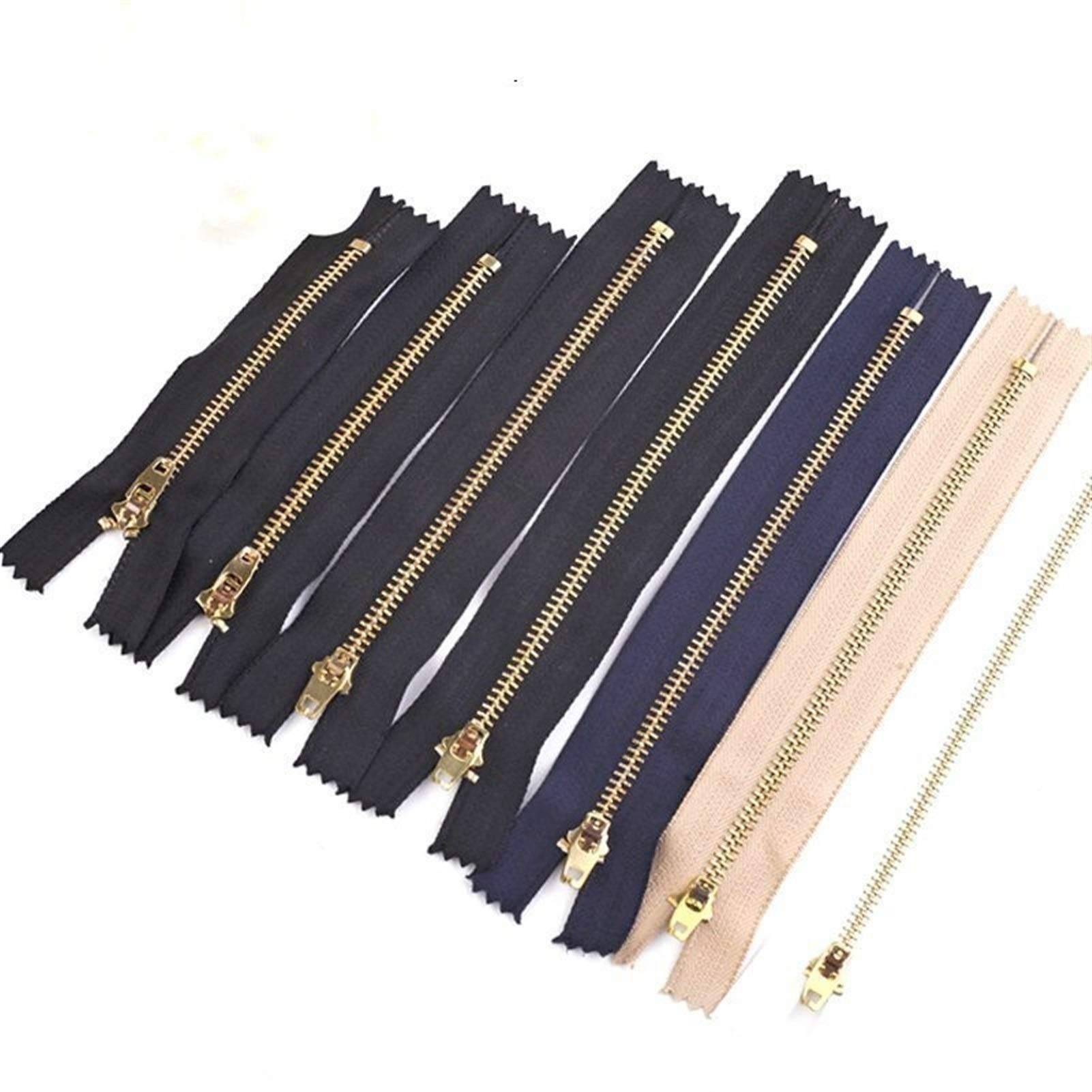Premium-Metallreißverschluss Kunststoffreißverschluss 10 Stück 8–25 cm Metallreißverschluss, DIY-Werkzeugreißverschluss DIY-Bekleidung Nähen, Bekleidungszubehör Jeansreißverschlüsse, for Nähen(Dark Bl