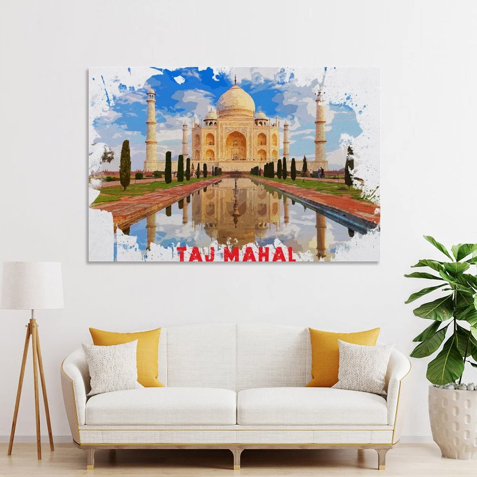 Amazon｜タージマハル水彩画絵画観光都市の風景インテリアアート