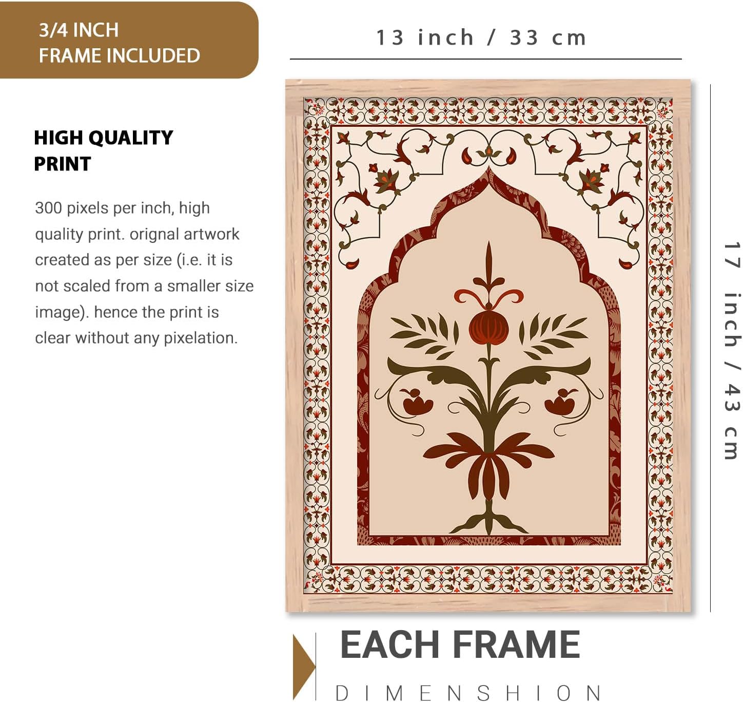 kotart Painting Indian Madhubani Traditional Art Home Decoration Paintings With Frame For Living Room Bed Room Hotel Wall Decor Digital Reprint Engineered Wood Set of 6 (M)