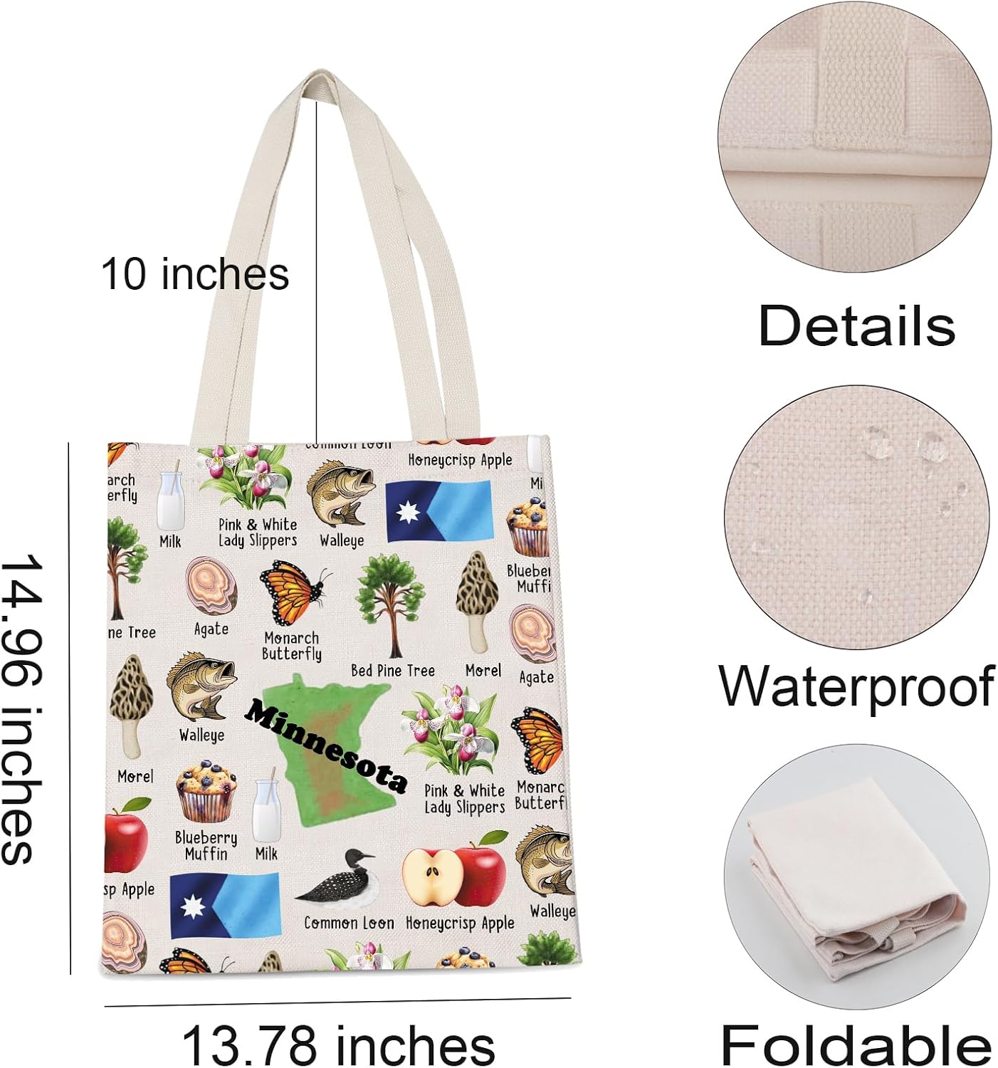 Minnesota Tote Bag North Star State Vacation Lover Reusable Shopping Bag MN Travel Gift for BFF Mom Dad - Image 4