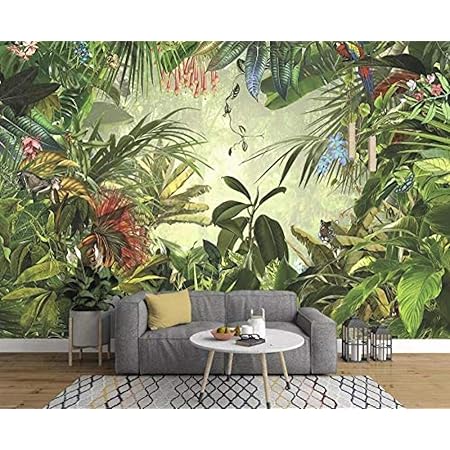 Carta Da Parati Moderna Della Giungla Tropicale Disegnata A Mano Del Pappagallo Della Giungla Tropicale Della Banana Della Giungla Tropicale Carta Da Parati 3d Fotomurali Murale Adesivo M 200cm 140cm Amazon It Fai Da