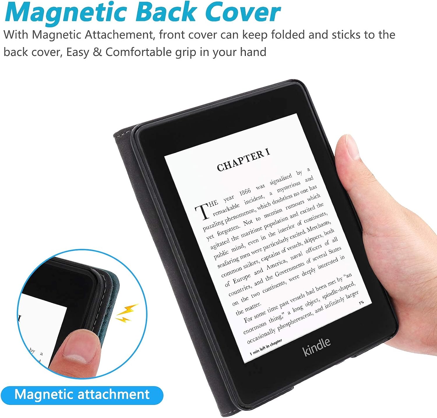KANNIL Case for 6" Kindle Paperwhite(10th Generation, 2018 Released, Model PQ94WIF), Premium PU Leather Protective Smart Cover with Foldable Stand/Hand Strap, Auto Sleep/Wake (Elephant)
