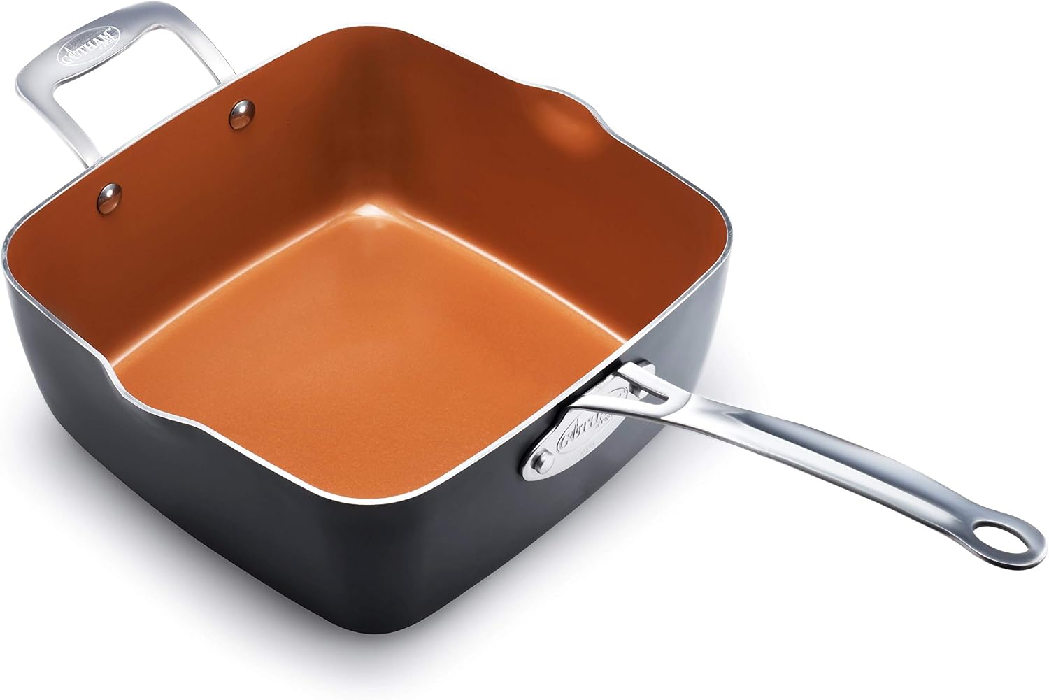 Copper Brown 4PC Deep Nonstick Square Family Pan Set Easy Clean Comfortable Grip