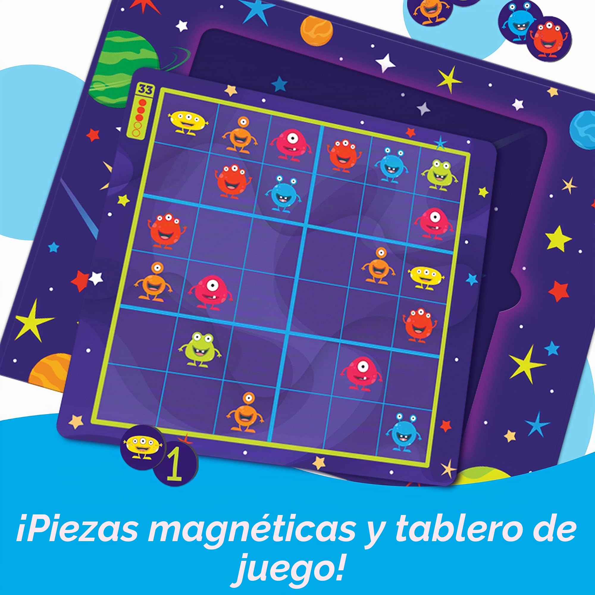 Learning Resources Sudoku Espacial Magnético – Juego Educativo de Lógica y Matemáticas – Desde 4 Años – 72 Fichas – Portátil para Casa y Aula