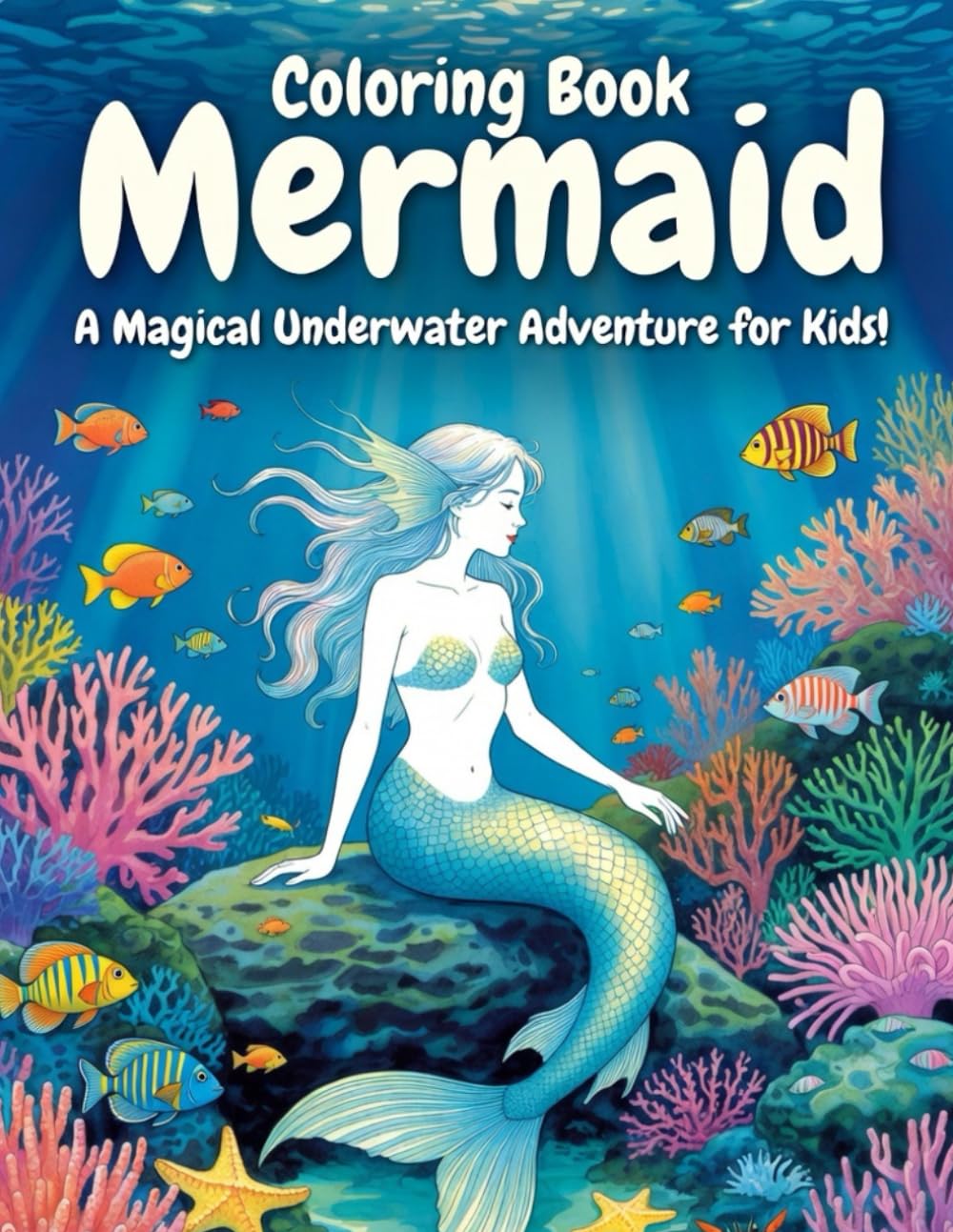 Mermaid Coloring Book: Beautiful Mermaid Illustrations for Kids, Teens & Adults – Relaxing Ocean Fantasy Coloring Pages