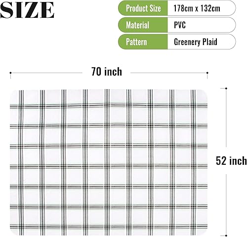 Vista 176 de FIFTY FEET Mantel rectangular de 70 x 52 pulgadas, mantel de vinilo con respaldo de franela para mesas rectangulares impermeable, cubierta de mesa