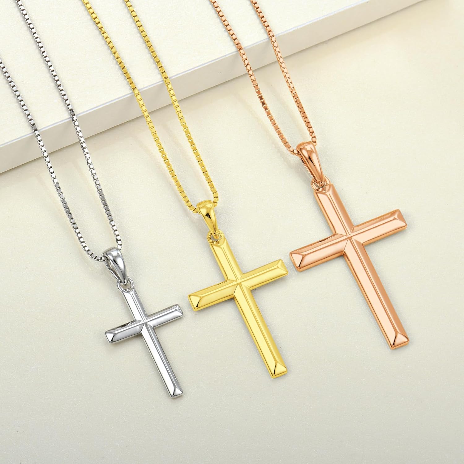 YL Cross Necklace for Women Sterling Silver Plain Cross Pendant Necklace High Polished Jewelry for Men (0.79"- 1.18") - Image 5