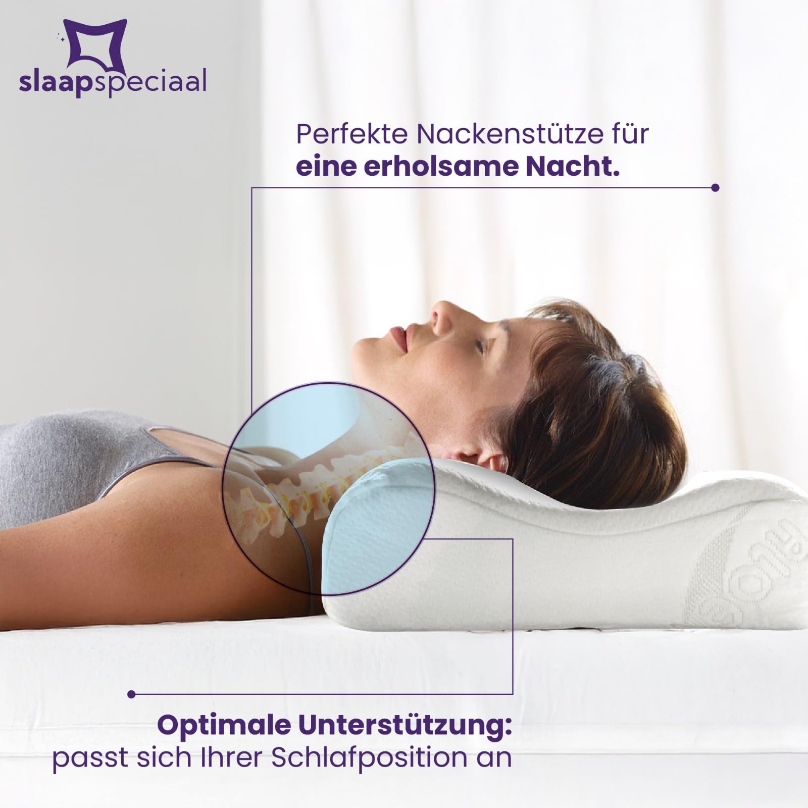 Kopfkissen 60x70cm - Memory Foam Kissen mit Nackenstütze [ Aloe Vera-Bezug], Ergonomisches Schlafkissen mittlere Festigkeit [2 verschieden Höhen] - Anti-Allergisch waschbar