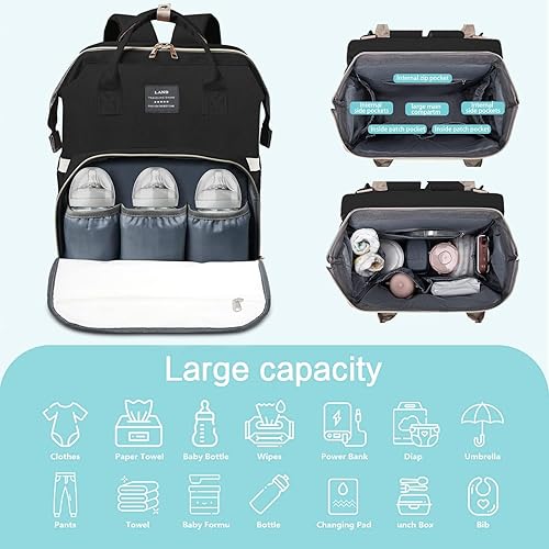 Miniatura 5 de Diaper Bag with Changing Station, Diaper Bags for Baby Girl Boy Multi-Function Travel Portable Bassinet Backpack Mommy Bag, Large Capacity, Water
