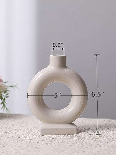 Miniatura 2 de Candelabro de cerámica con forma de anillo Candelabro de estilo nórdico decorativo para centro de mesa de boda, sala de estar