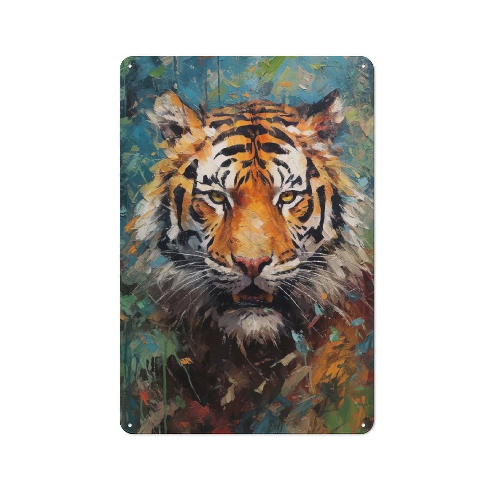 Junmoney Palette Tiger Painting Printed Metal Sign 30X20cm For Studio Or Craft Room, For Creative-Space Collectors