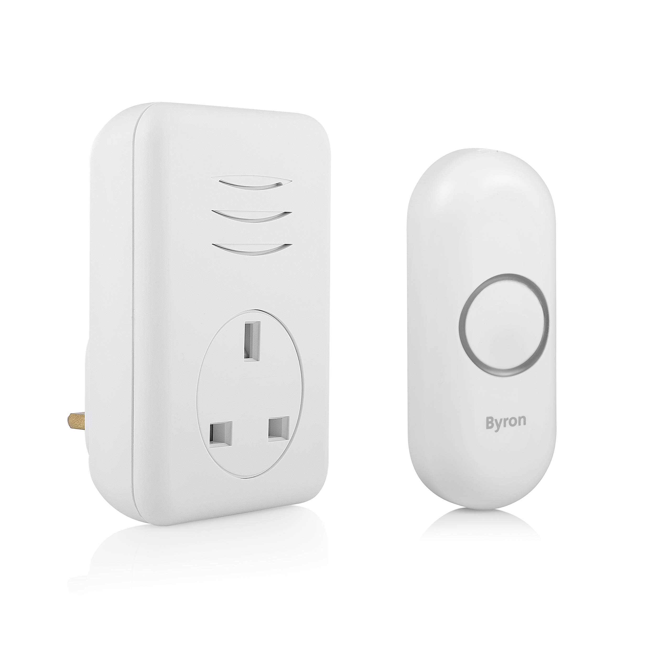 Byron White Wireless Doorbell Set, Plug-Through Chime, 150M Range, 16 Melodies, Dby-22313Uk
