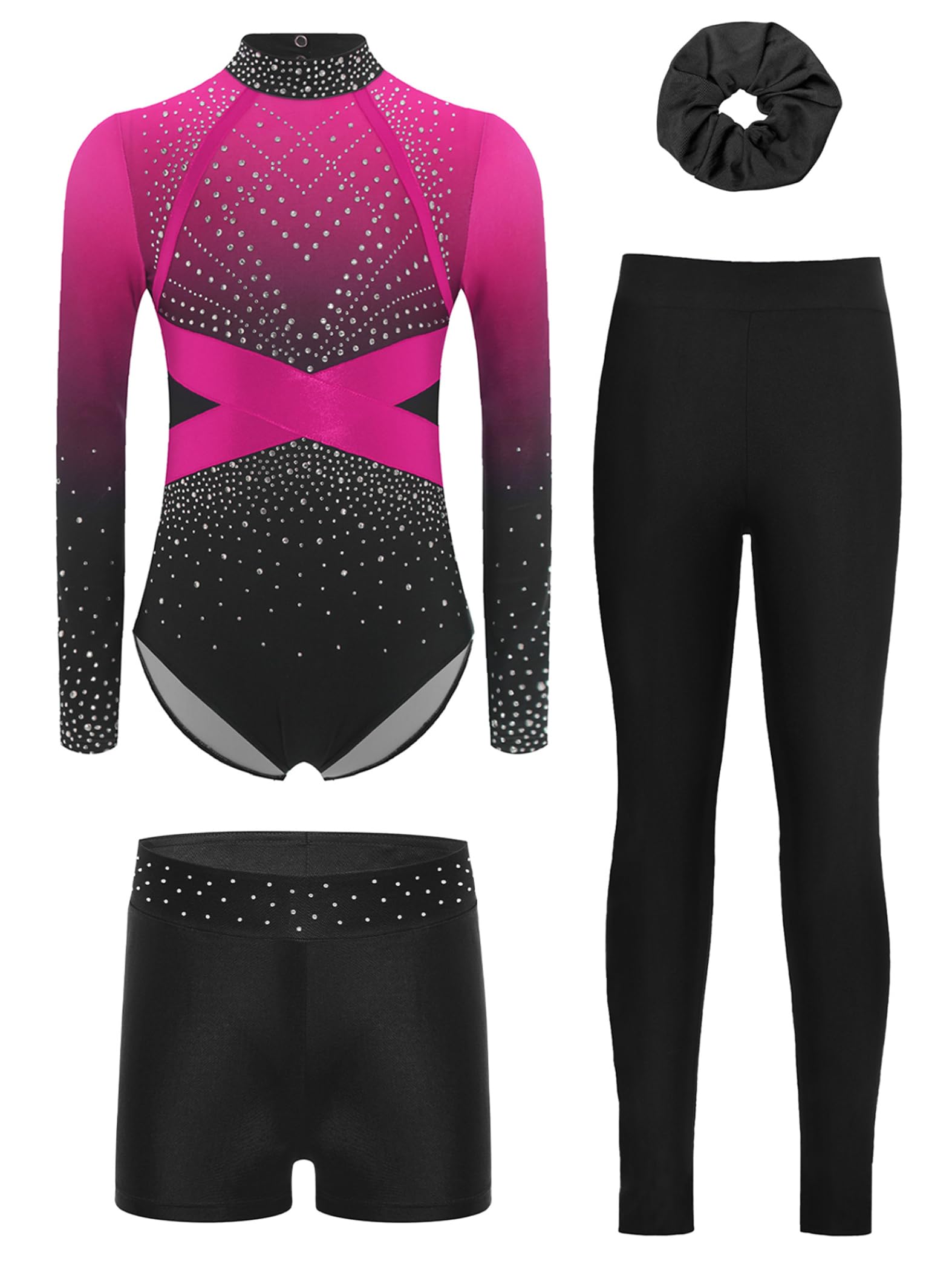Completo da Ginnastica Bambina Body Danza Classica con Pantaloncini Leggings Body Gymnastica Artistica Balletto Leotards Jumpsuit Sportiva Dancewear
