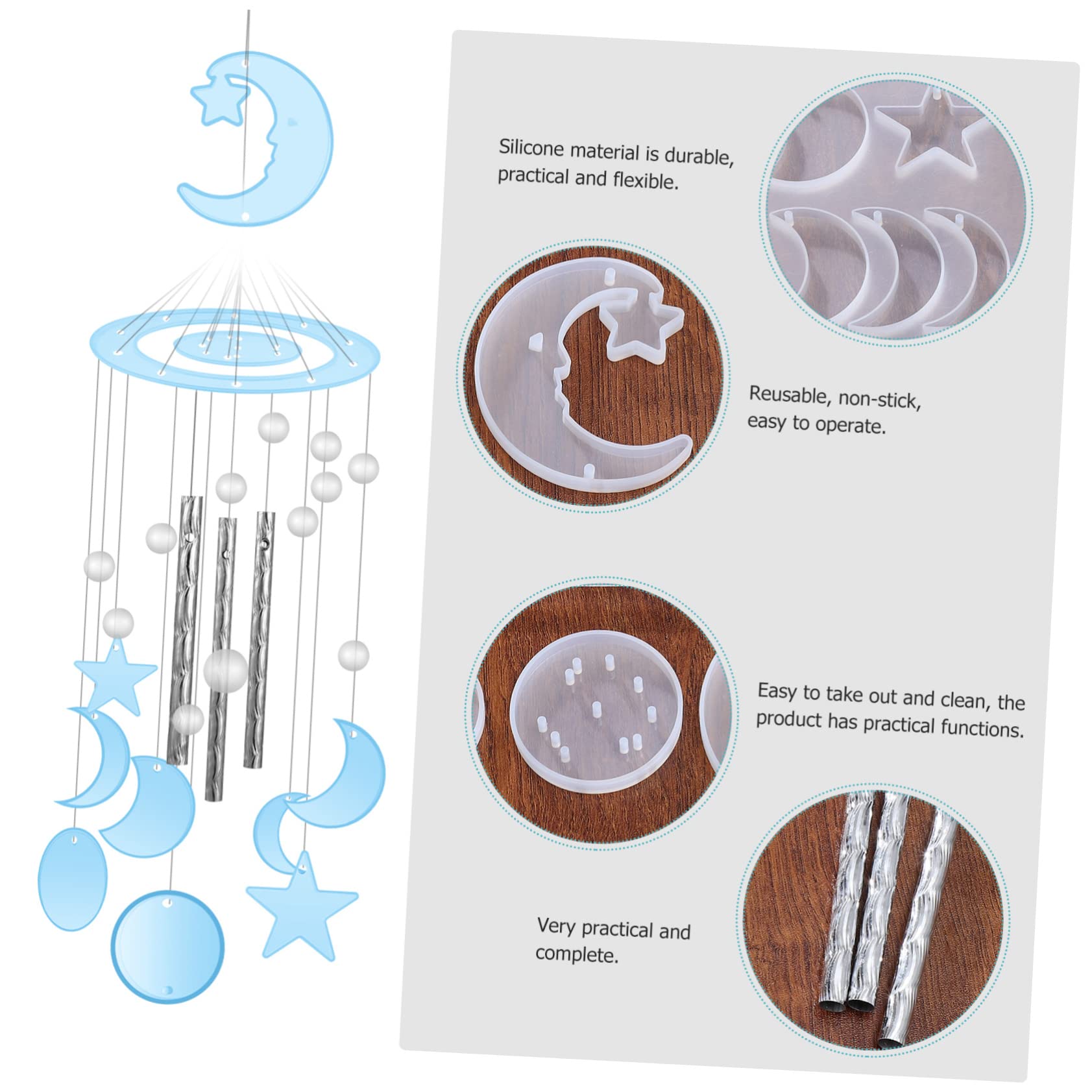 NUOBESTY 4sets Stampo Silicone Per Wind Chimes Kit Diy Completo Per Creare Campanelli Decorativi Materiale Resistente e Flessibile Per Artigianato Creativo