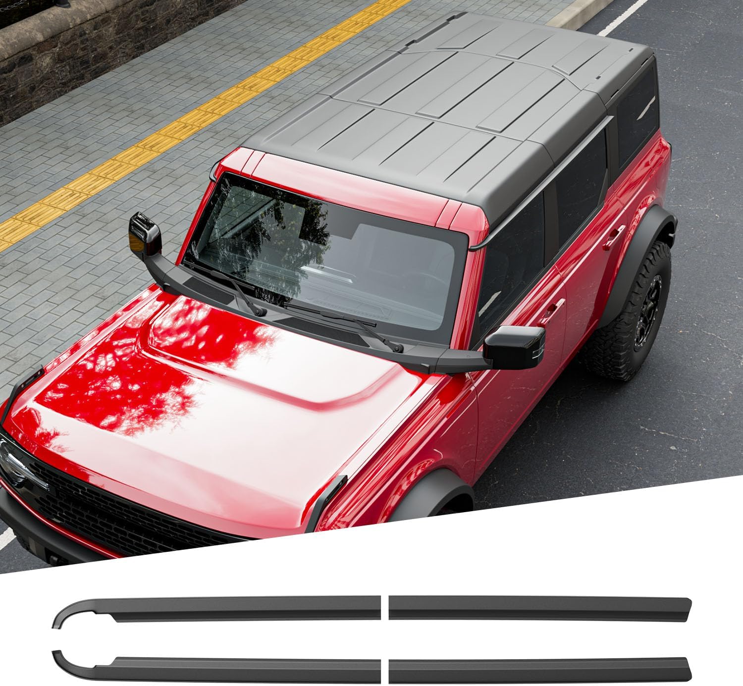 PTYYDS 4Pcs Side Window Visor Deflector Compatible with 2021-2025 Ford Bronco 4 Door Rain Deflector ABS Matte Black Window Visor Trim Cover Replacement for 2021-2025 Ford Bronco Accessories